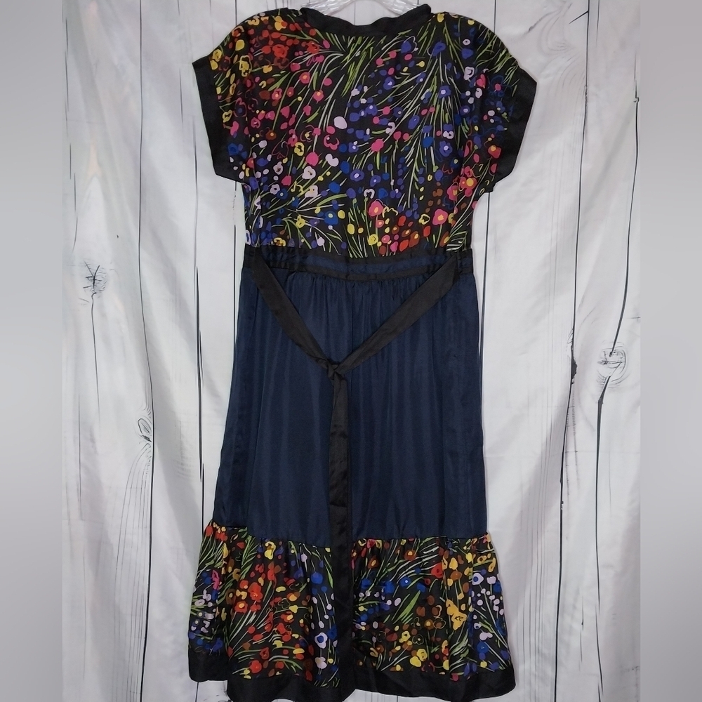 Anthropologie Fei Efflorescent Silk Floral BohoChic Folkloric V-Neck Dress - Picture 9 of 14